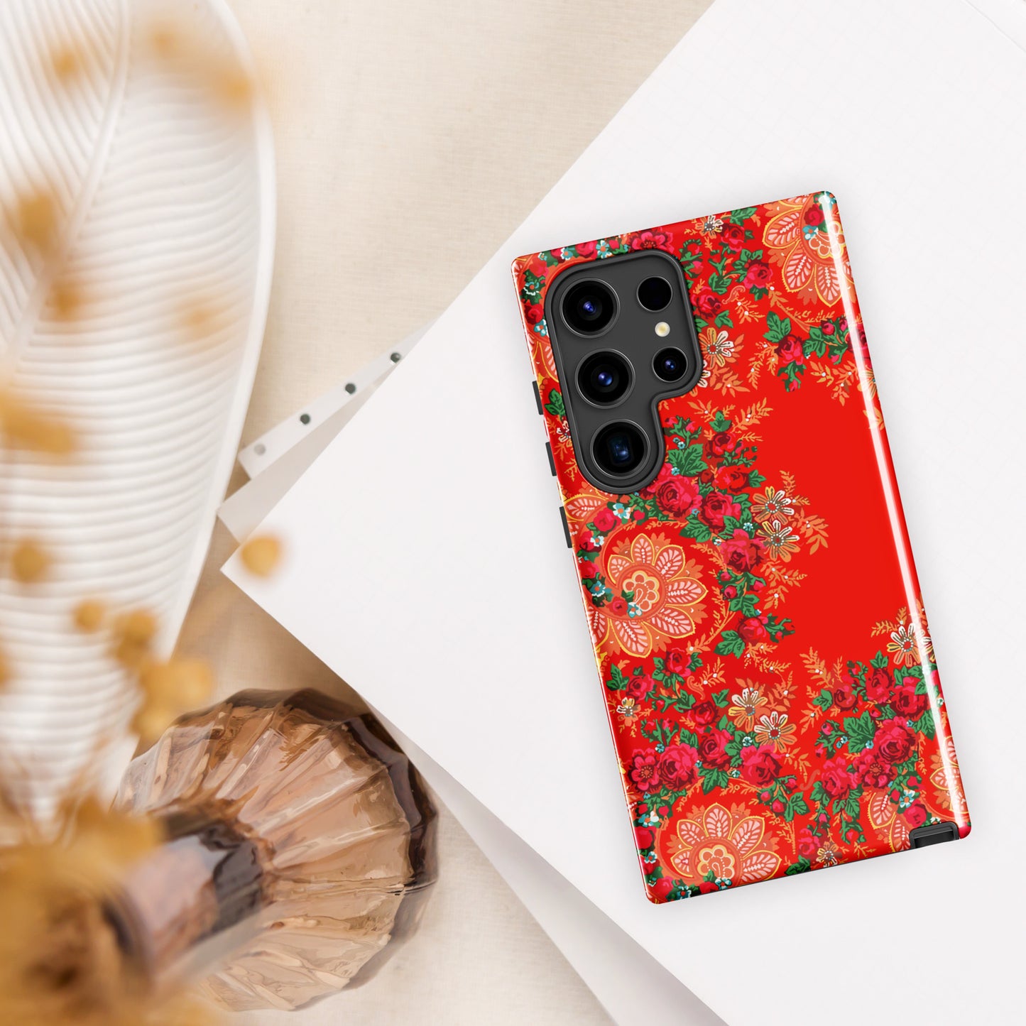 Coque Samsung rigide double protection « Foulard portugais Minhoto rouge »