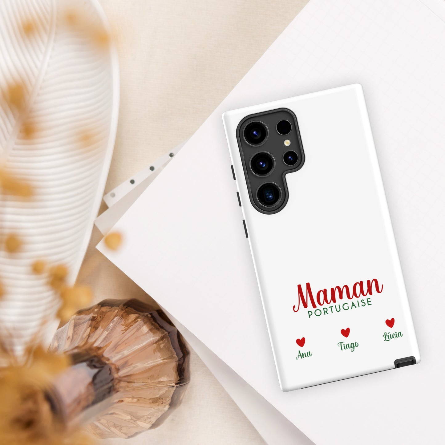 Coque Samsung rigide double protection « Maman portugaise » personnalisable
