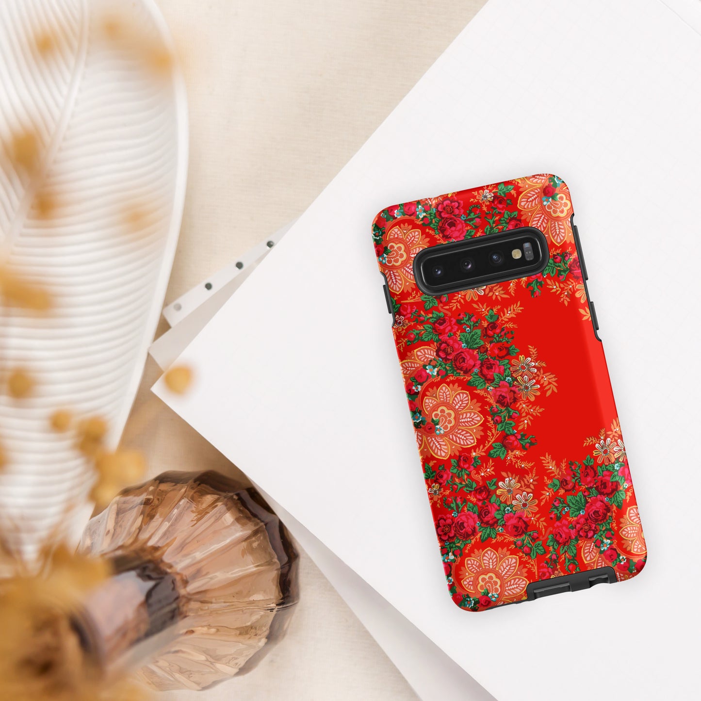 Coque Samsung rigide double protection « Foulard portugais Minhoto rouge »
