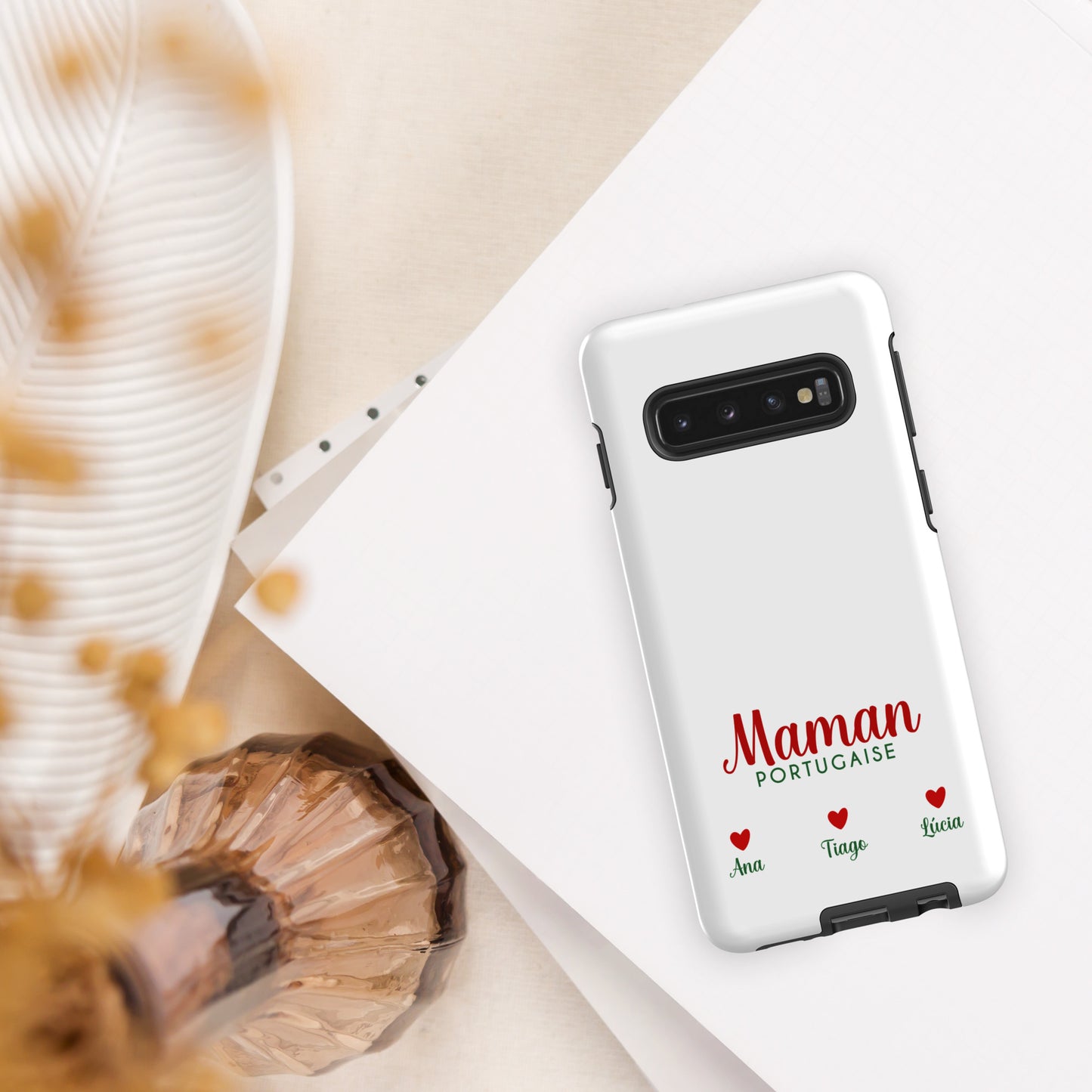 Coque Samsung rigide double protection « Maman portugaise » personnalisable