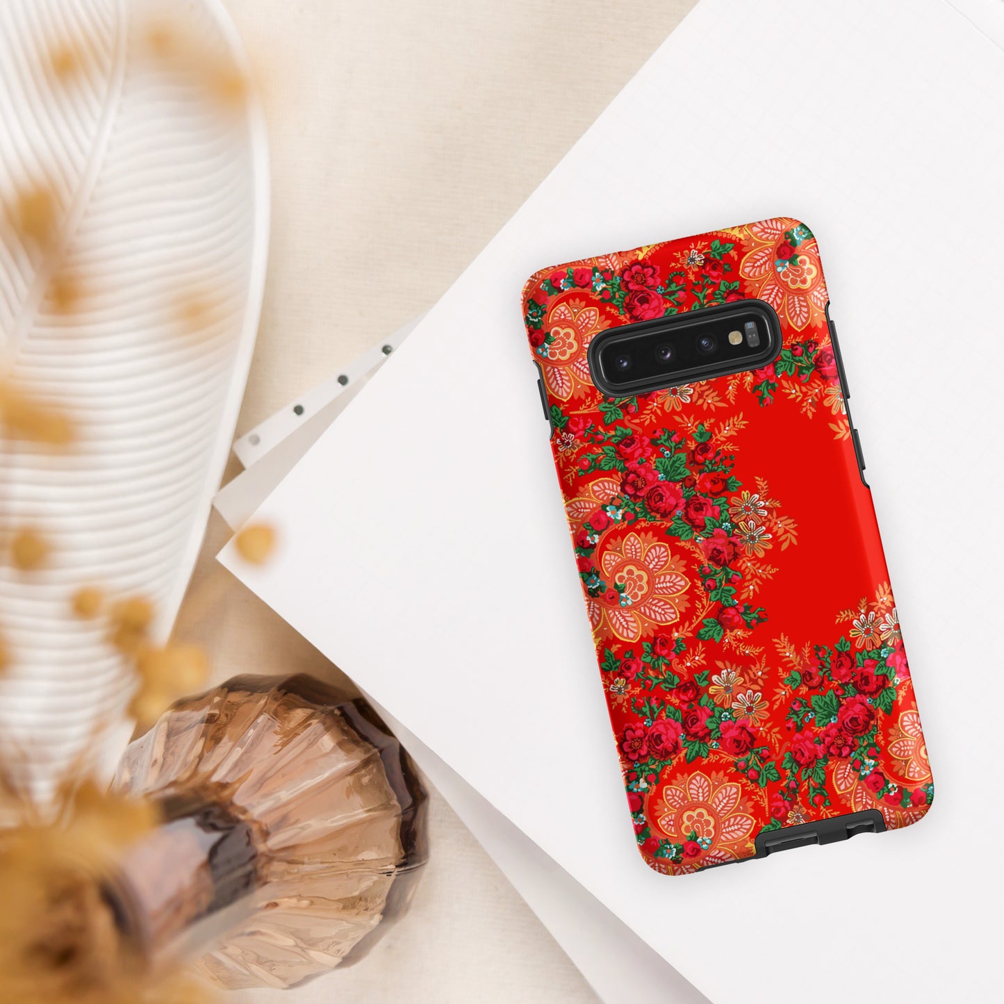 Coque Samsung rigide double protection « Foulard portugais Minhoto rouge »