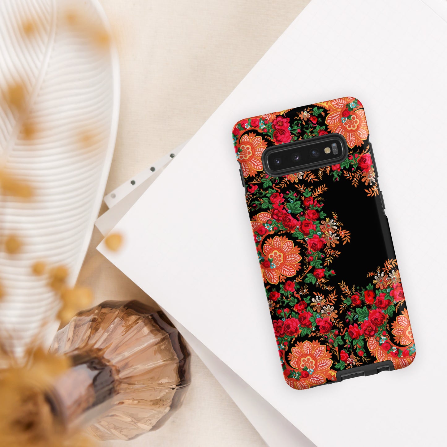 Coque Samsung rigide double protection « Foulard portugais Minhoto noir »