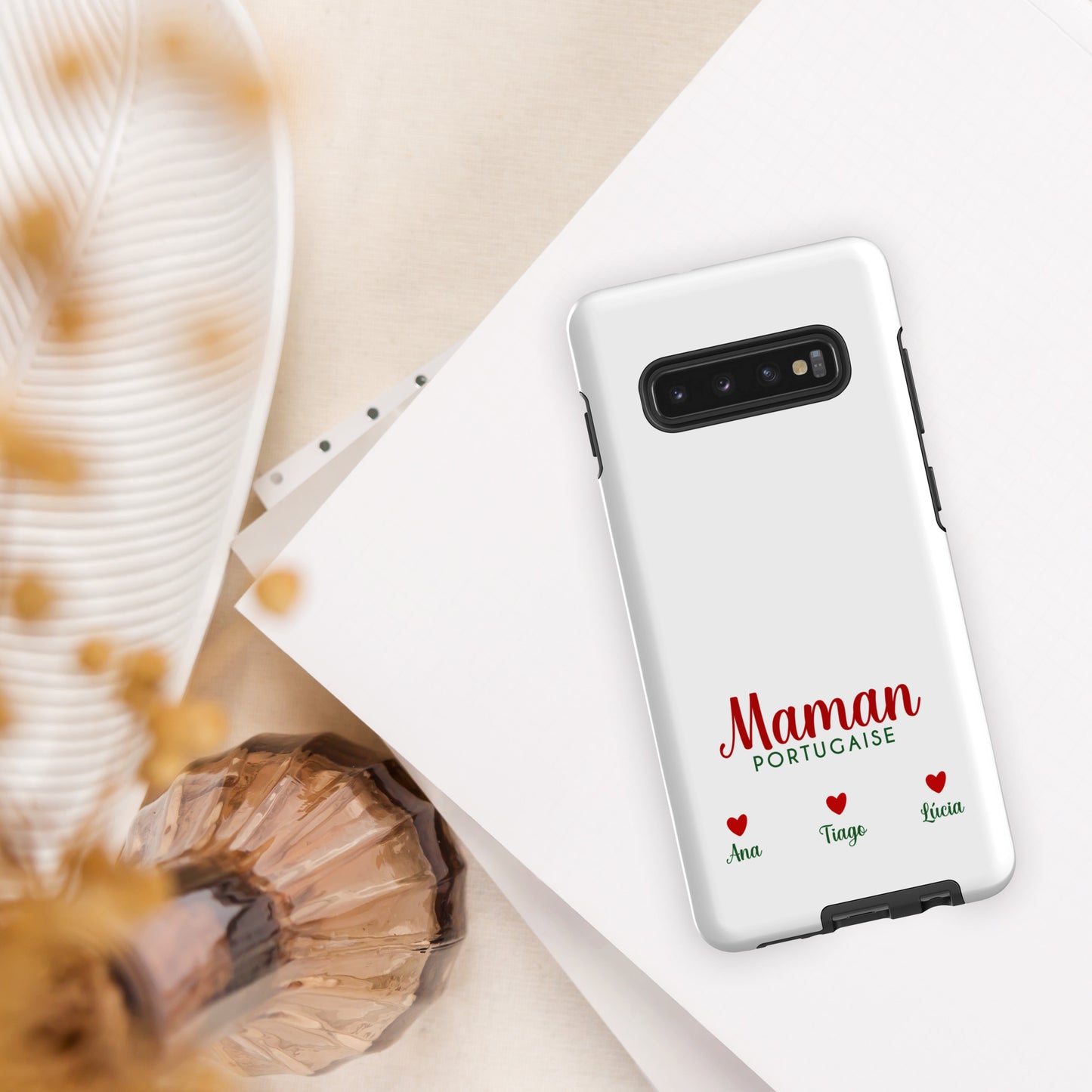 Coque Samsung rigide double protection « Maman portugaise » personnalisable