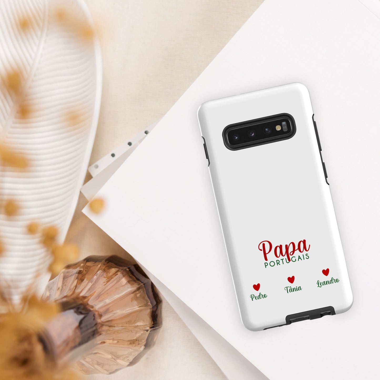 Coque Samsung rigide double protection « Papa portugais » personnalisable