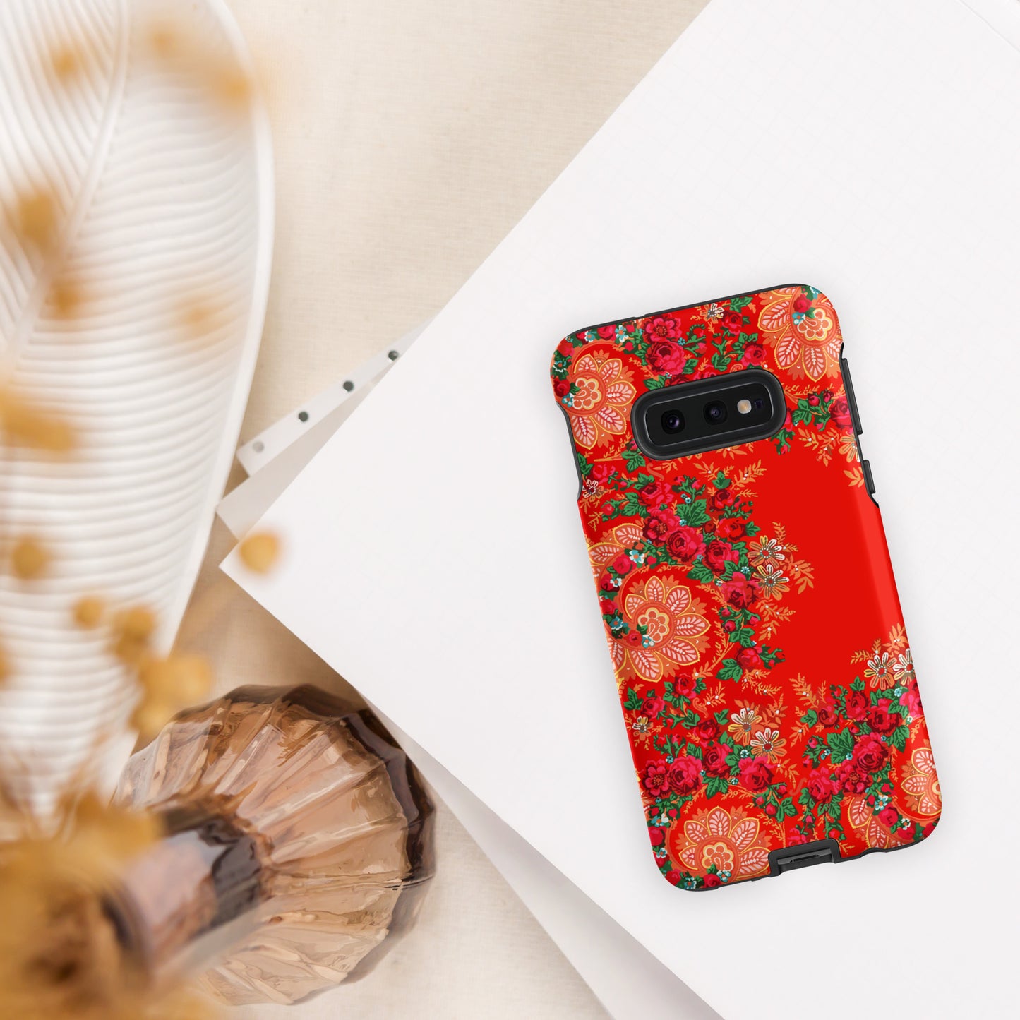 Coque Samsung rigide double protection « Foulard portugais Minhoto rouge »