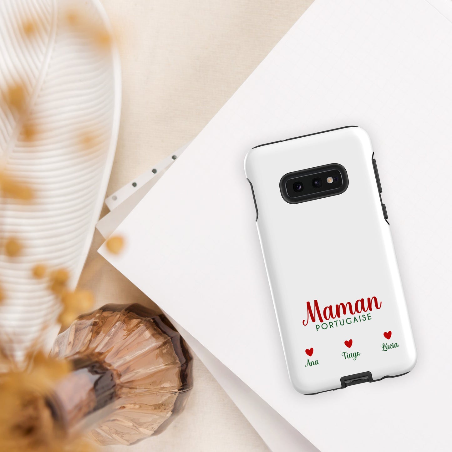 Coque Samsung rigide double protection « Maman portugaise » personnalisable