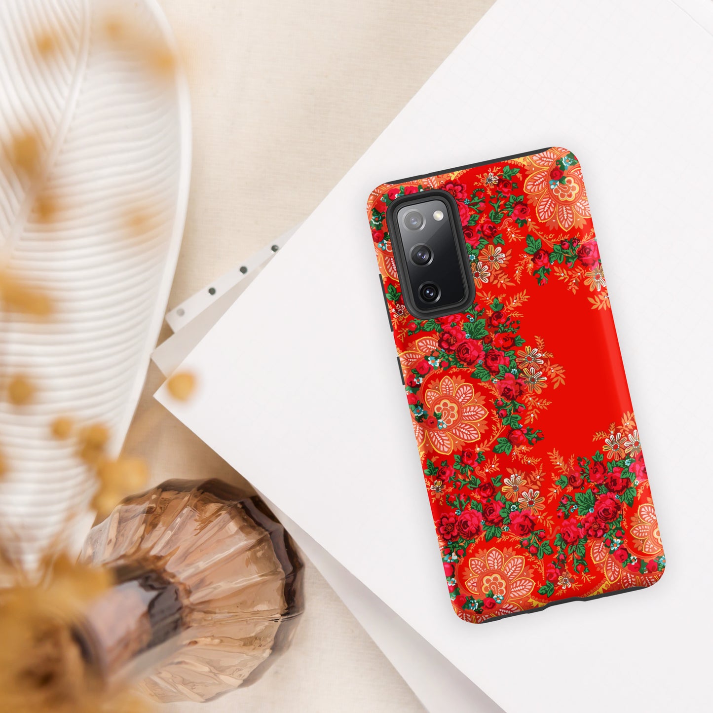 Coque Samsung rigide double protection « Foulard portugais Minhoto rouge »