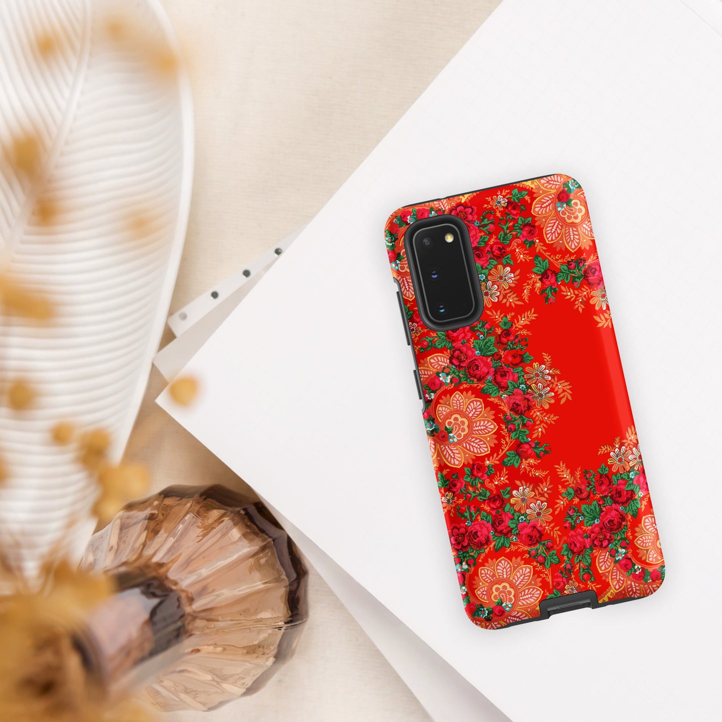 Coque Samsung rigide double protection « Foulard portugais Minhoto rouge »
