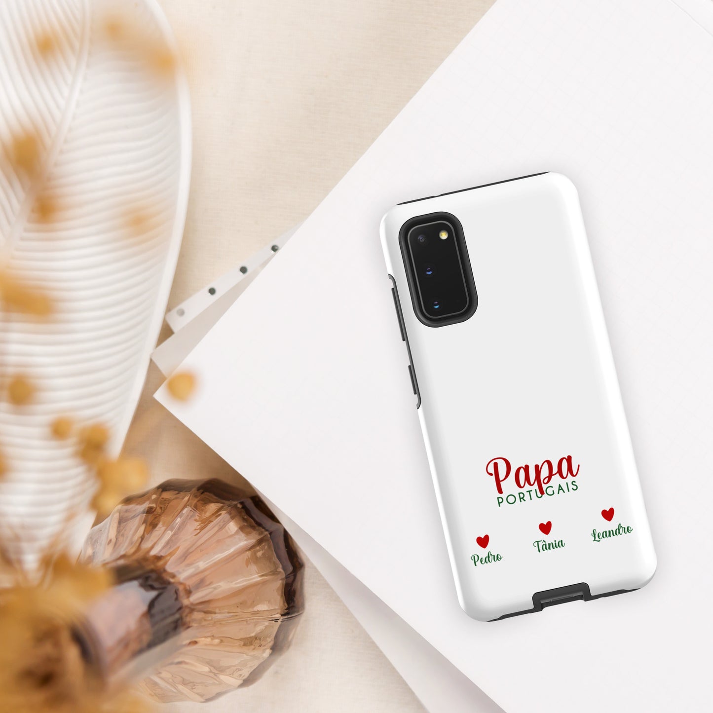 Coque Samsung rigide double protection « Papa portugais » personnalisable