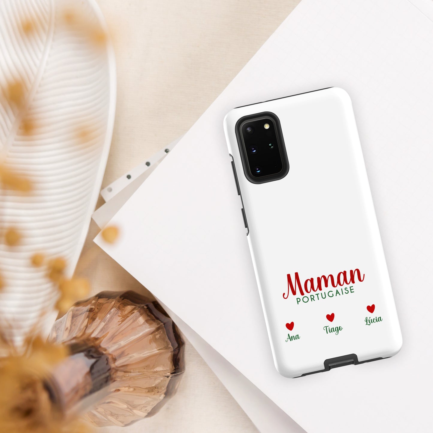 Coque Samsung rigide double protection « Maman portugaise » personnalisable