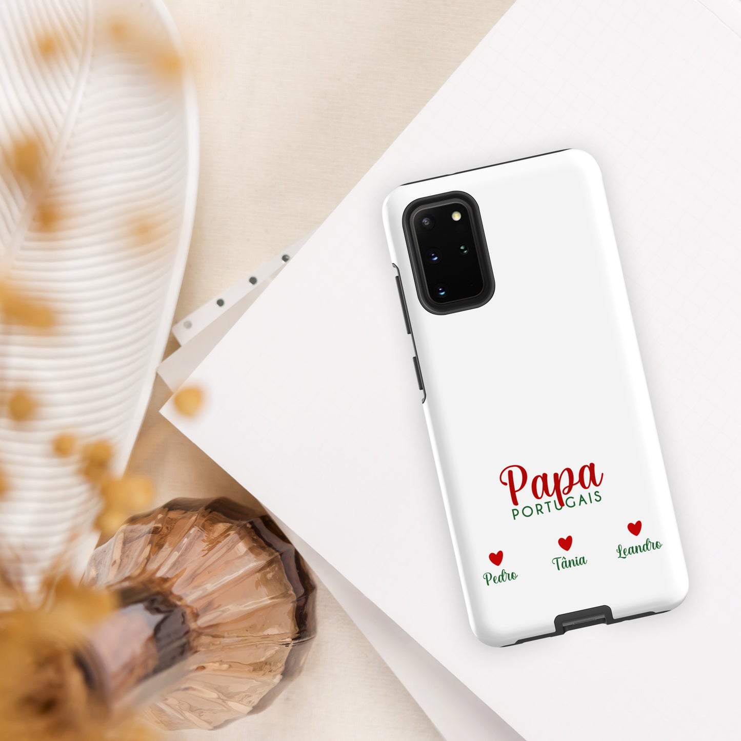 Coque Samsung rigide double protection « Papa portugais » personnalisable