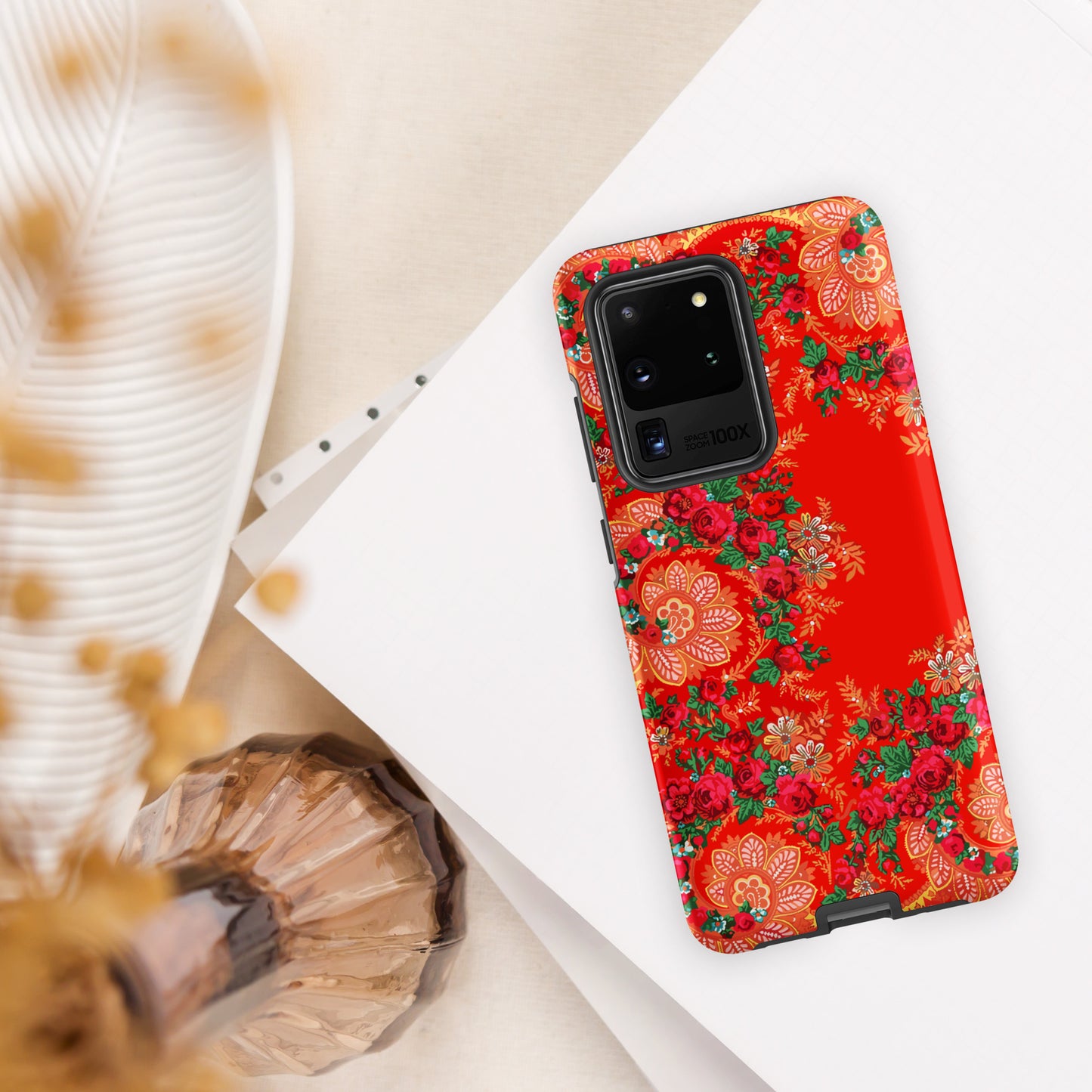 Coque Samsung rigide double protection « Foulard portugais Minhoto rouge »