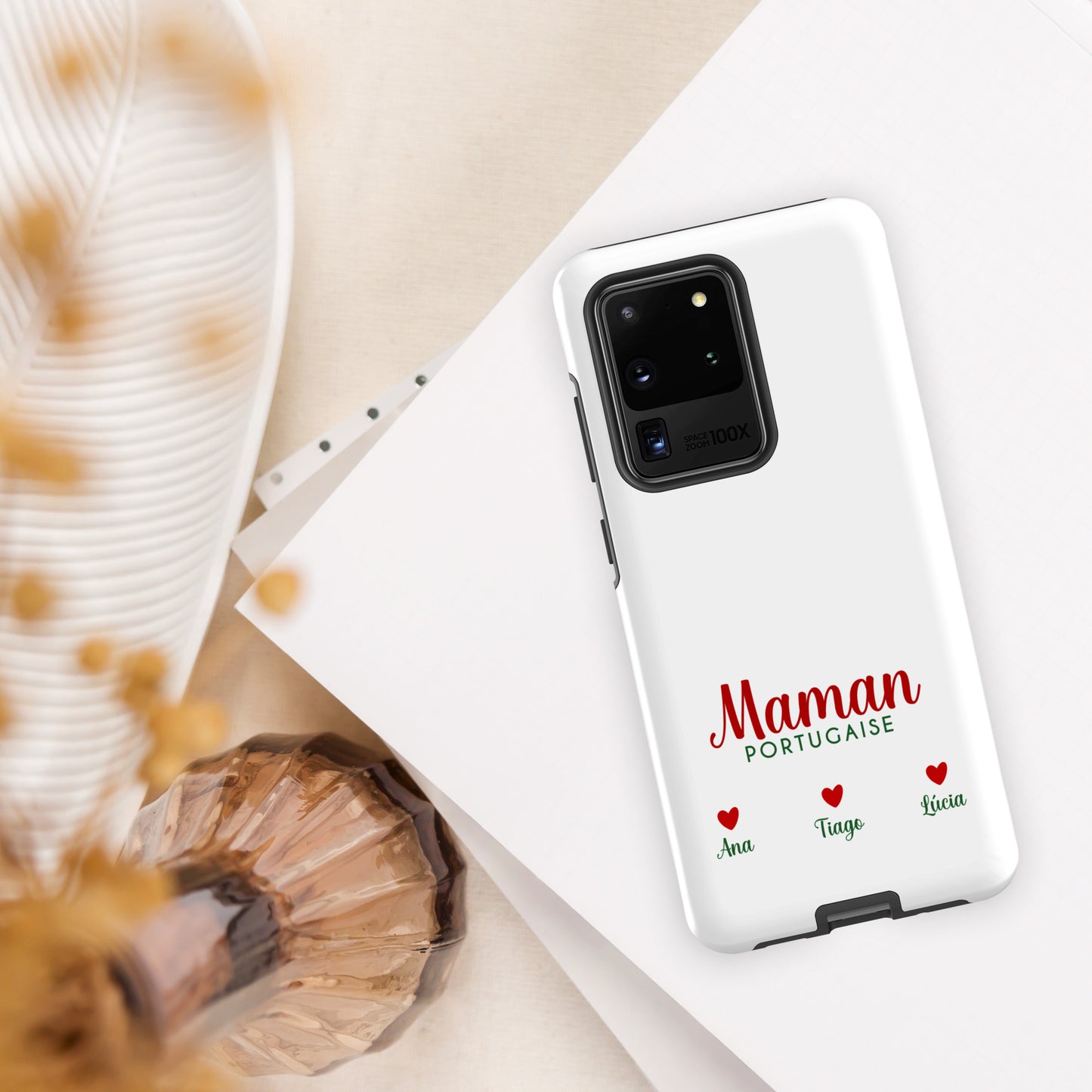 Coque Samsung rigide double protection « Maman portugaise » personnalisable
