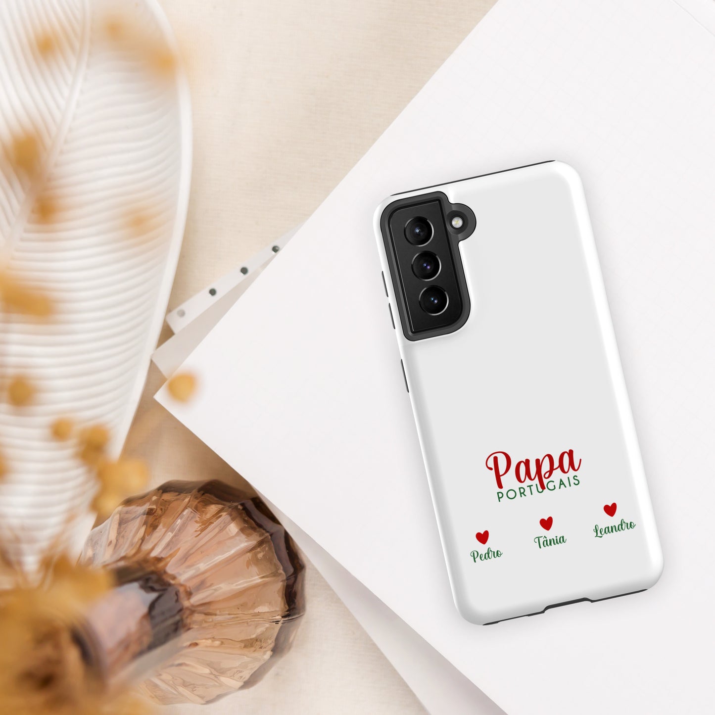 Coque Samsung rigide double protection « Papa portugais » personnalisable