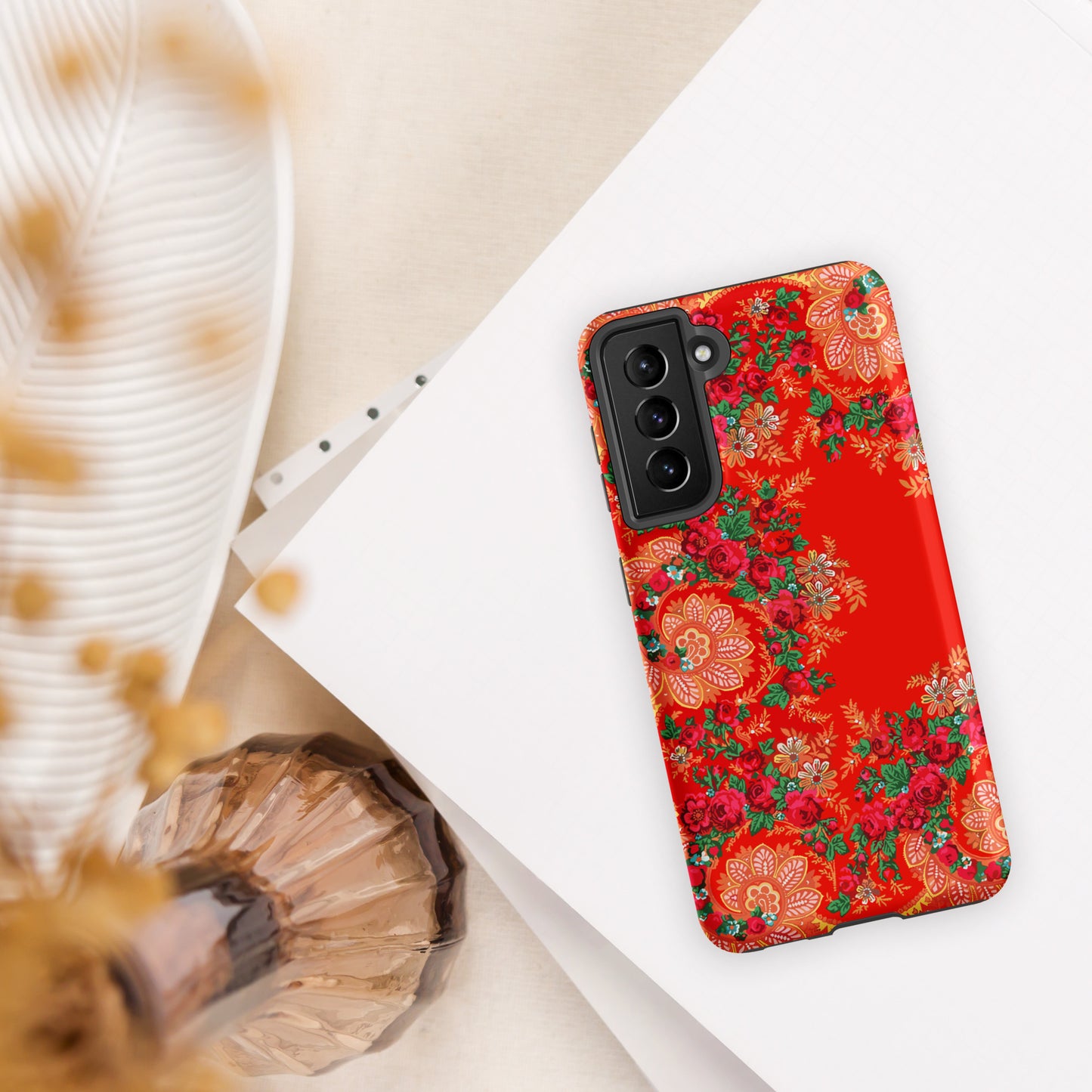 Coque Samsung rigide double protection « Foulard portugais Minhoto rouge »
