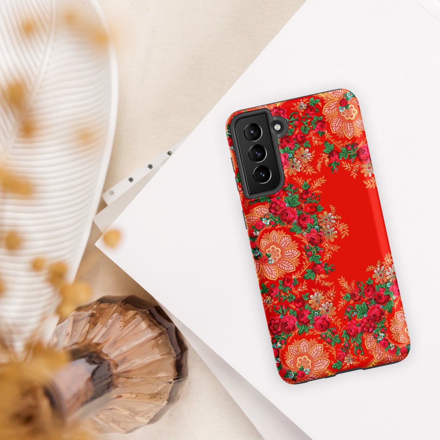 Coque Samsung rigide double protection « Foulard portugais Minhoto rouge »