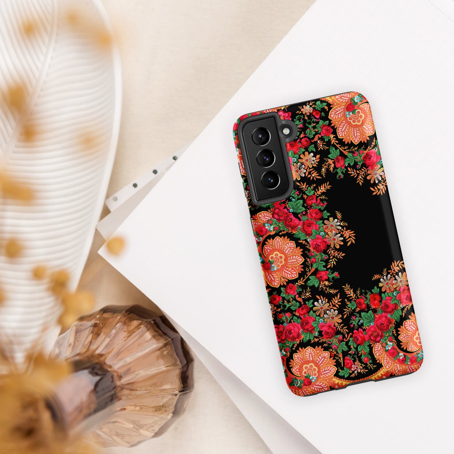 Coque Samsung rigide double protection « Foulard portugais Minhoto noir »