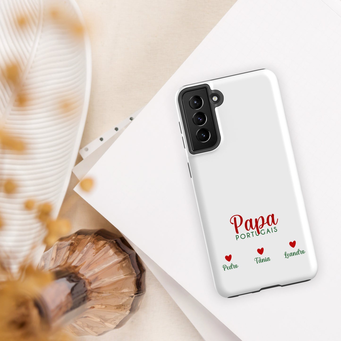 Coque Samsung rigide double protection « Papa portugais » personnalisable