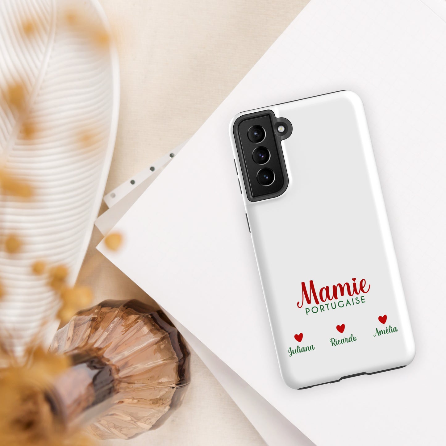 Coque Samsung rigide double protection « Mamie portugaise » personnalisable