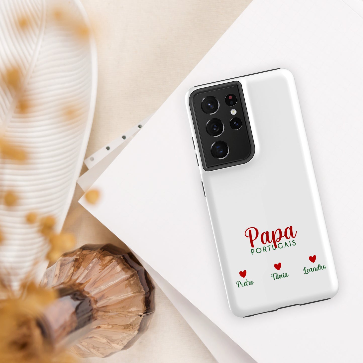 Coque Samsung rigide double protection « Papa portugais » personnalisable