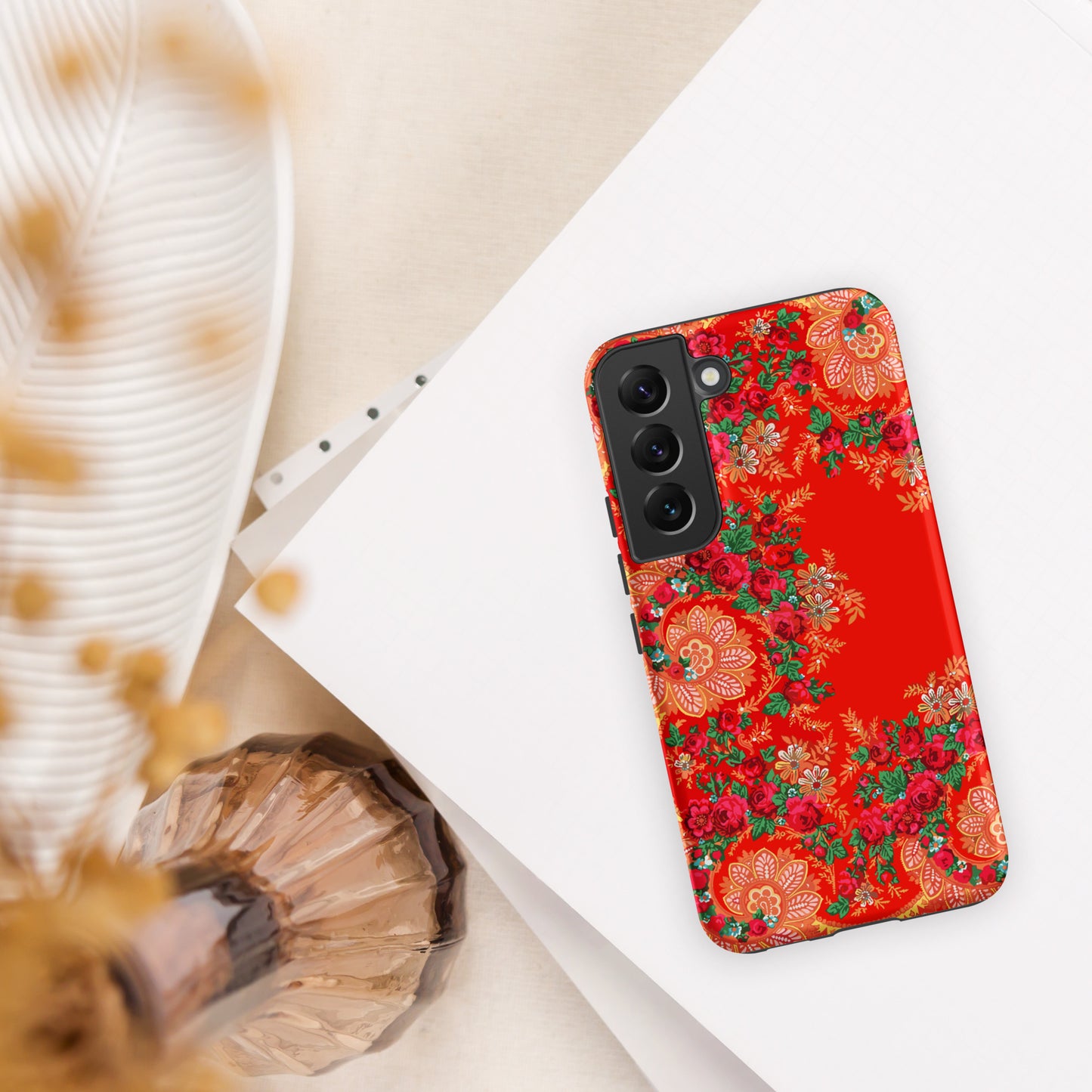 Coque Samsung rigide double protection « Foulard portugais Minhoto rouge »