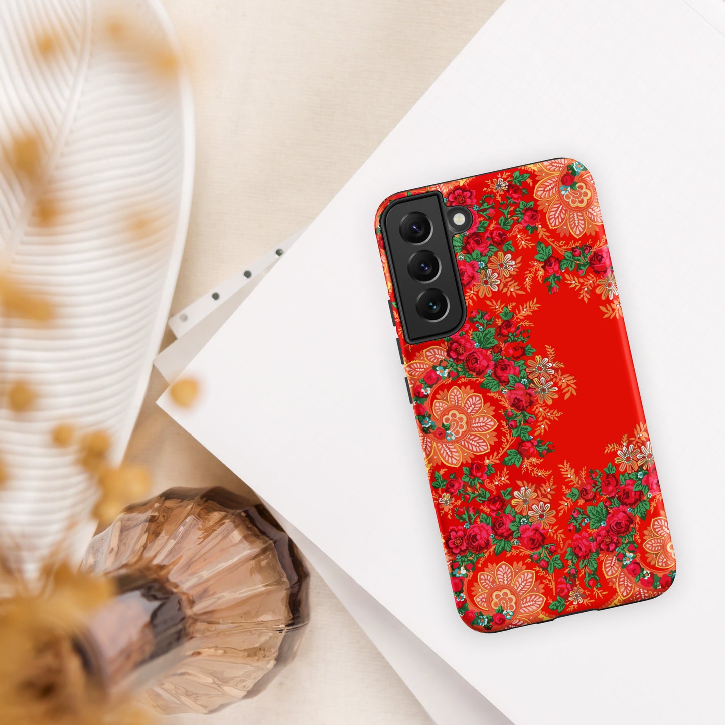 Coque Samsung rigide double protection « Foulard portugais Minhoto rouge »
