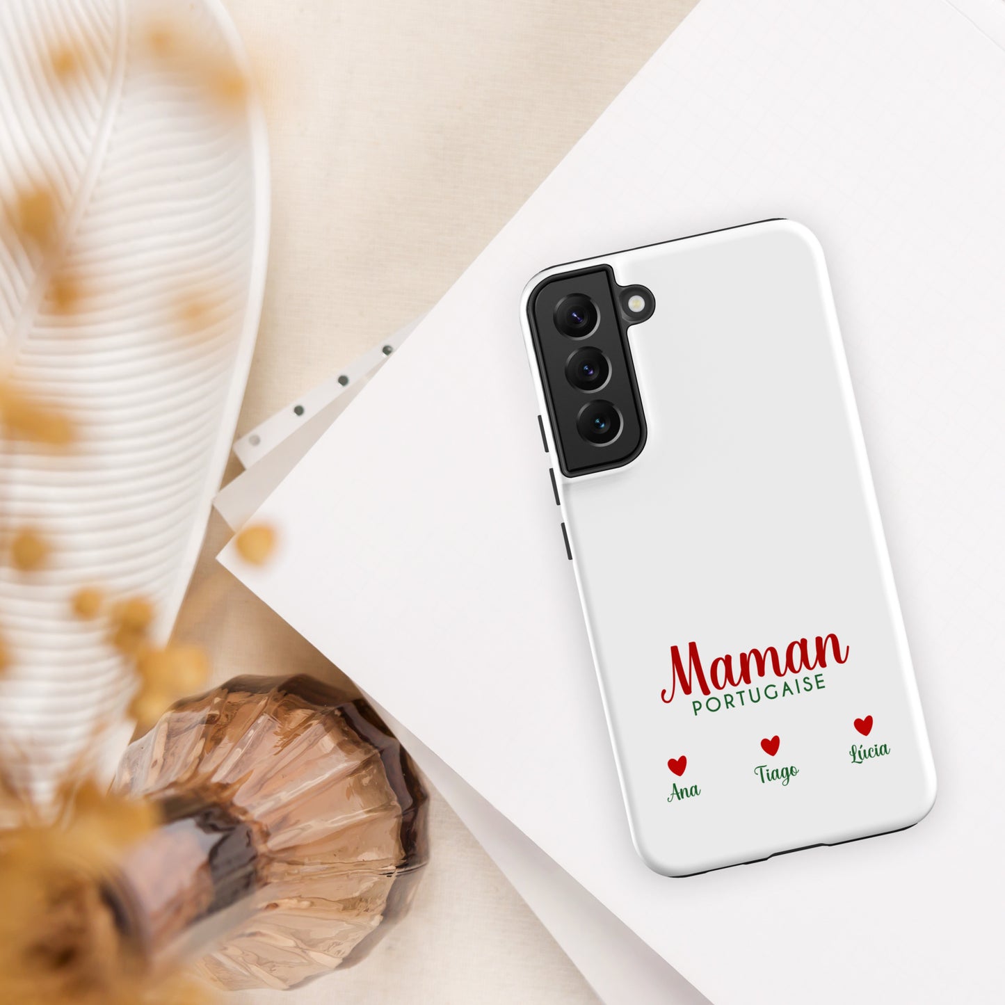 Coque Samsung rigide double protection « Maman portugaise » personnalisable