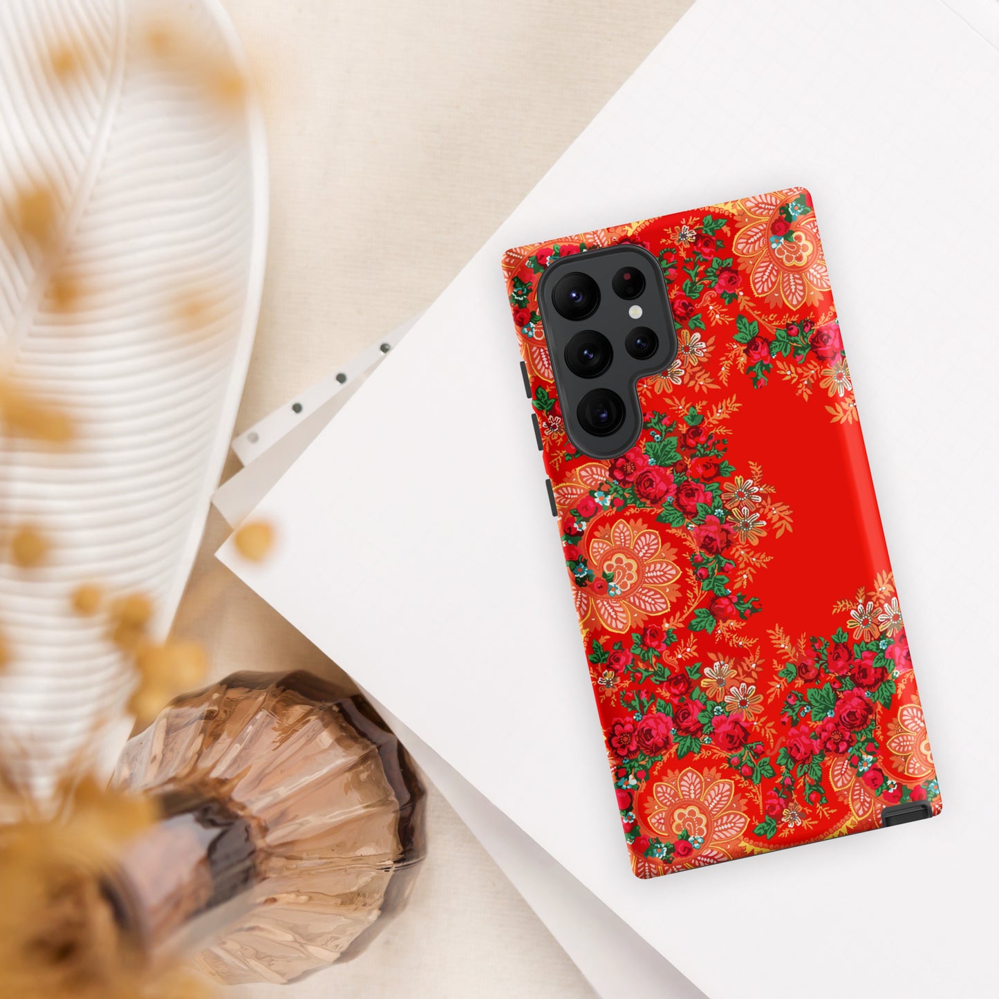 Coque Samsung rigide double protection « Foulard portugais Minhoto rouge »