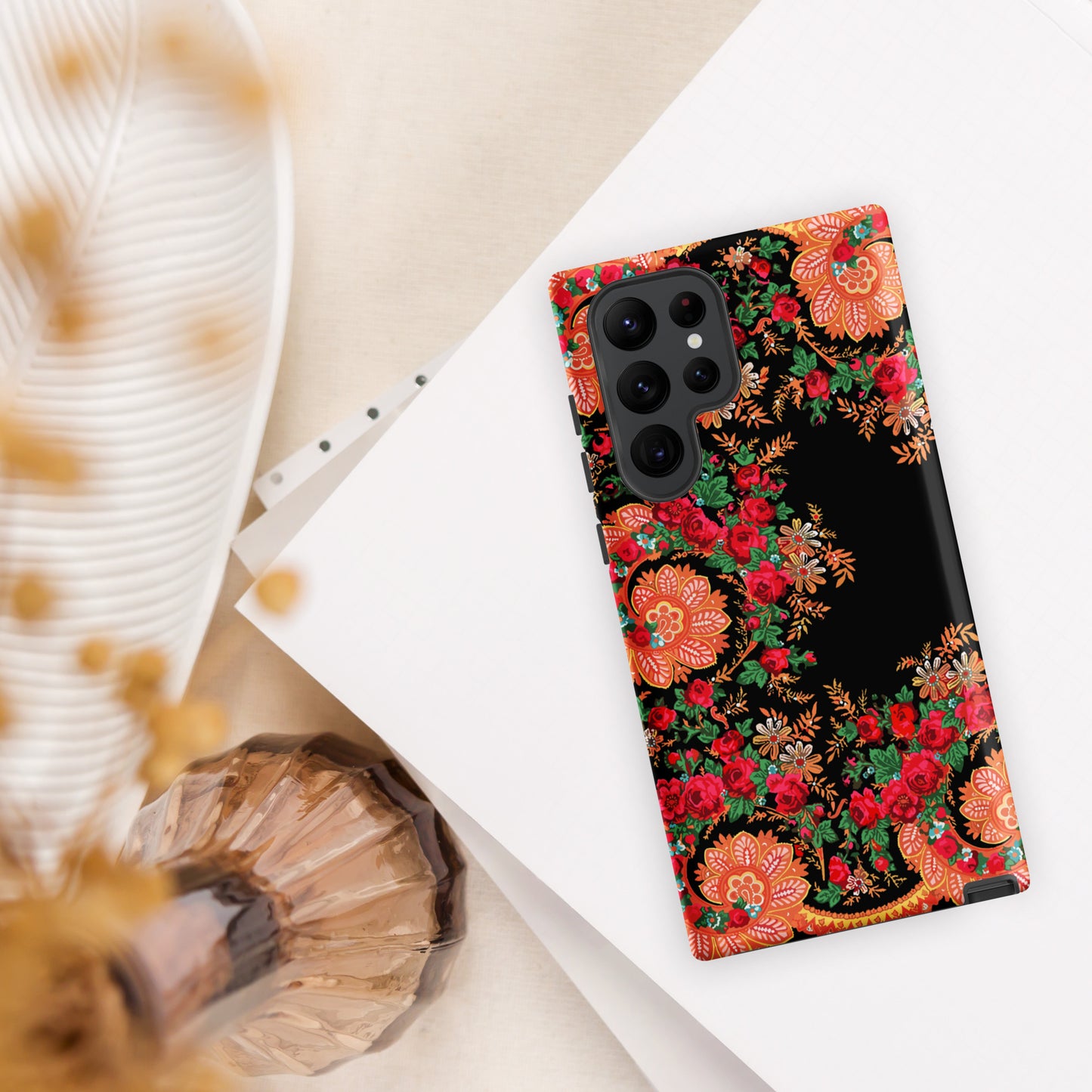 Coque Samsung rigide double protection « Foulard portugais Minhoto noir »