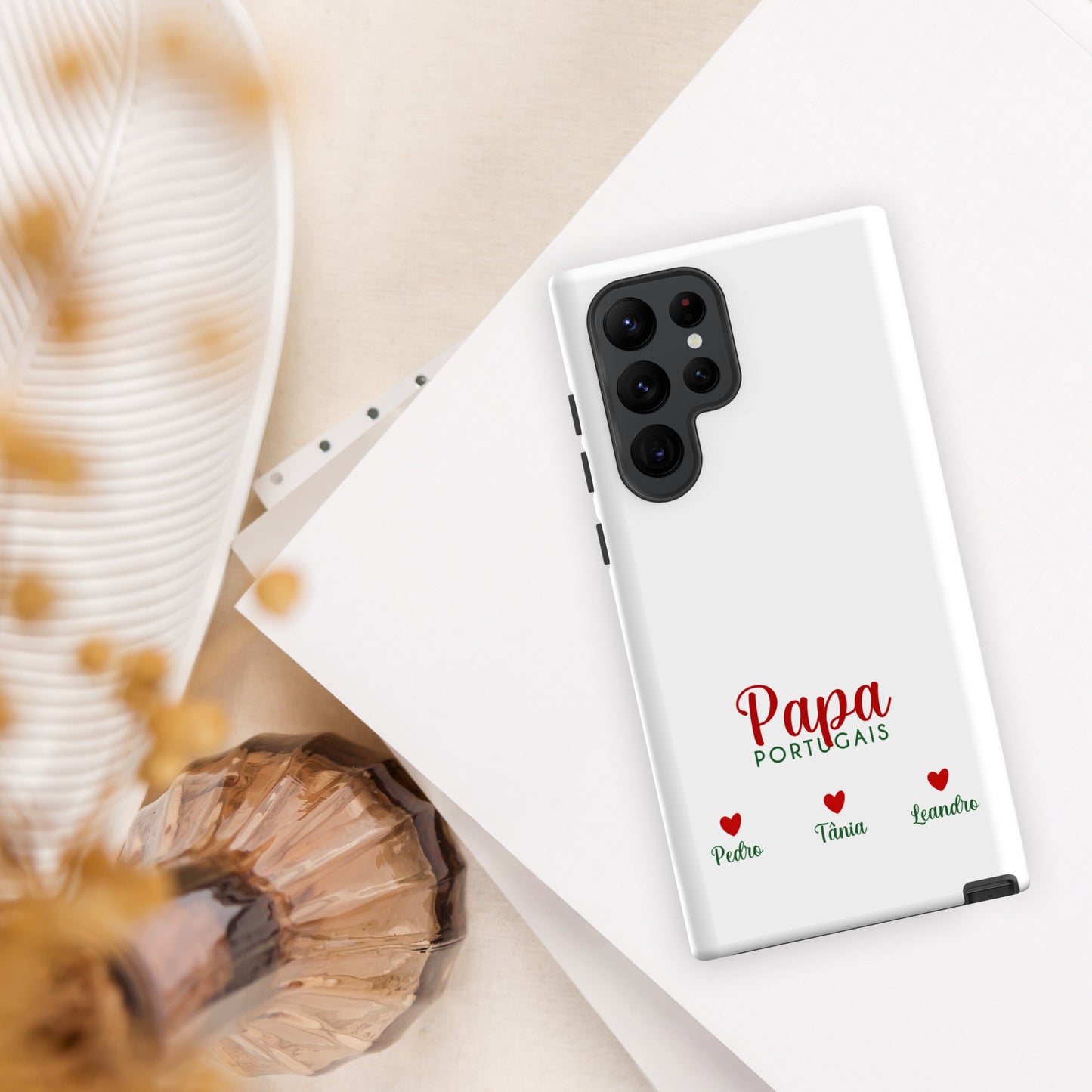 Coque Samsung rigide double protection « Papa portugais » personnalisable