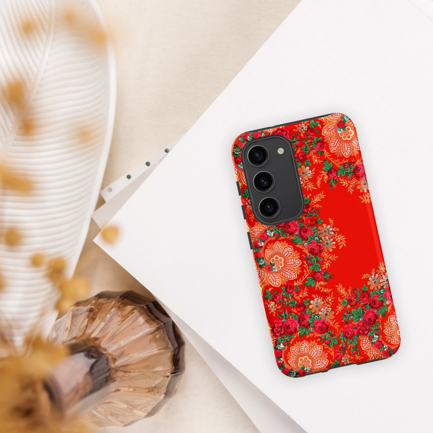 Coque Samsung rigide double protection « Foulard portugais Minhoto rouge »