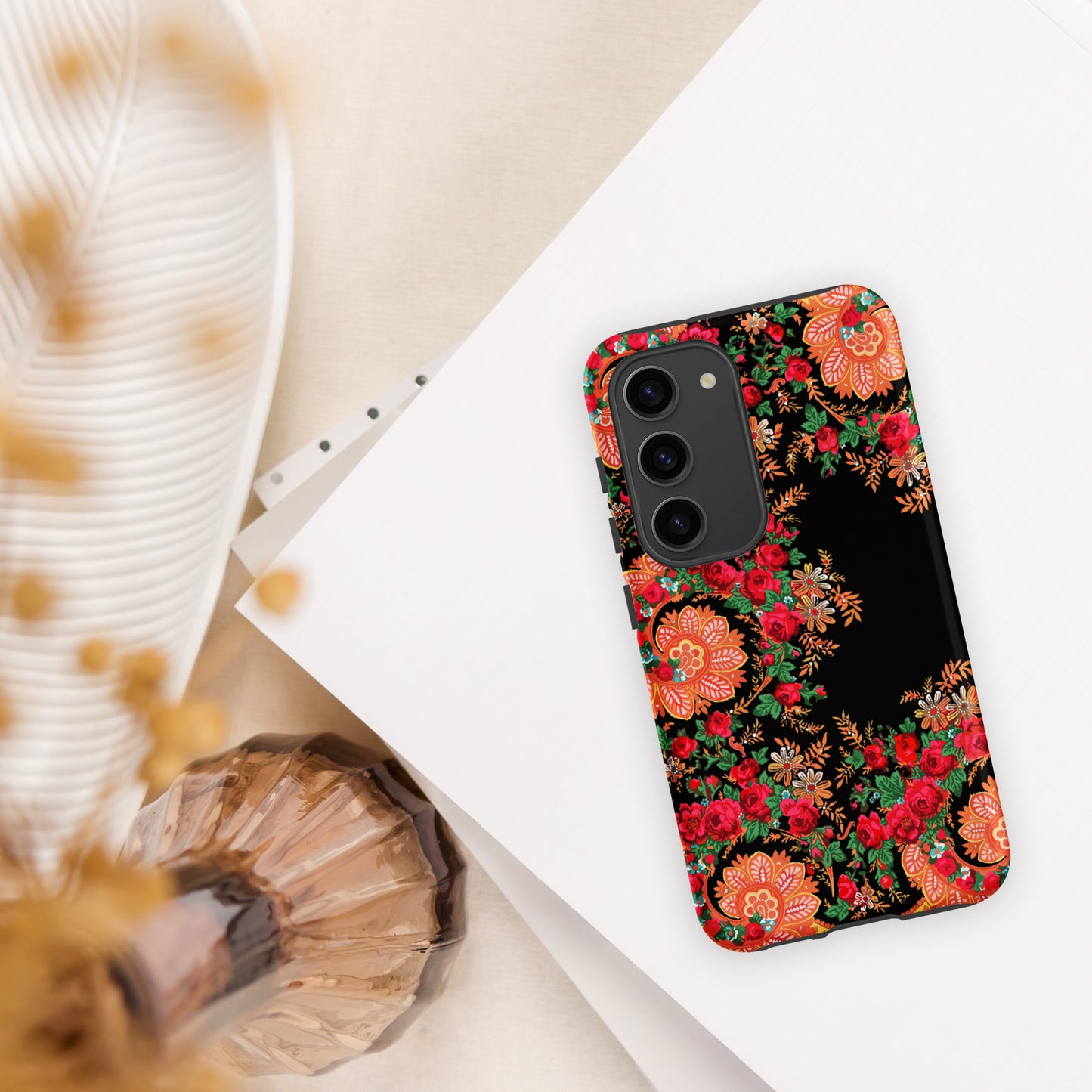 Coque Samsung rigide double protection « Foulard portugais Minhoto noir »
