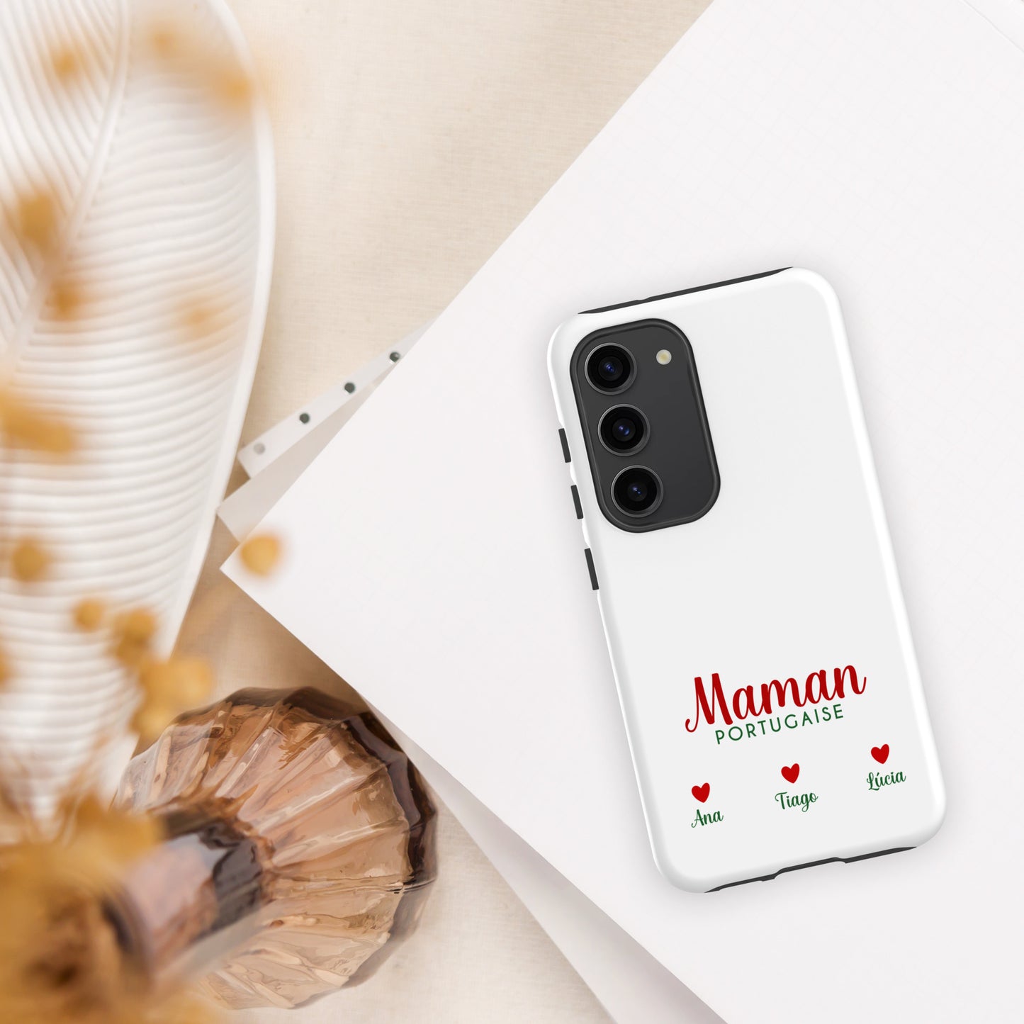 Coque Samsung rigide double protection « Maman portugaise » personnalisable