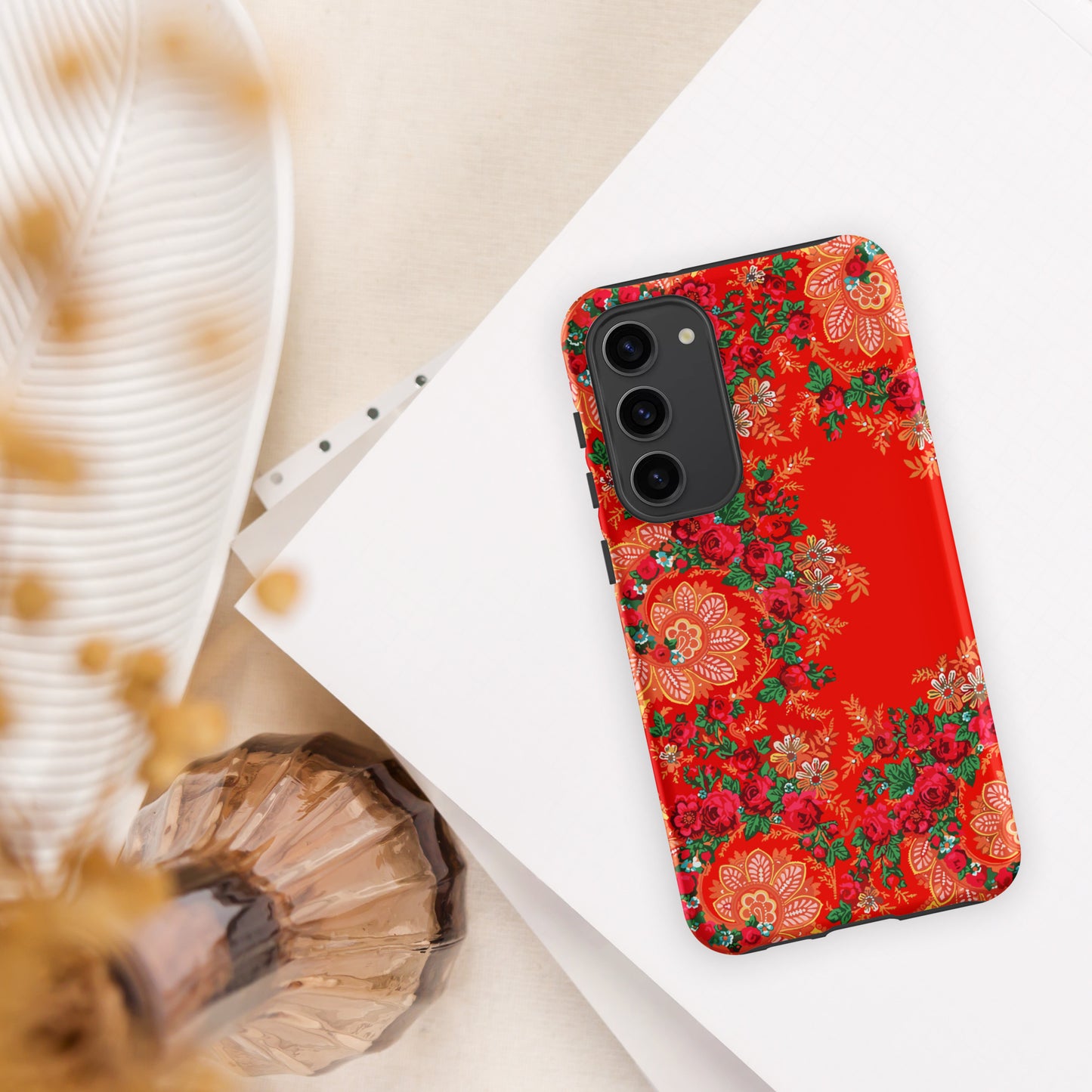 Coque Samsung rigide double protection « Foulard portugais Minhoto rouge »