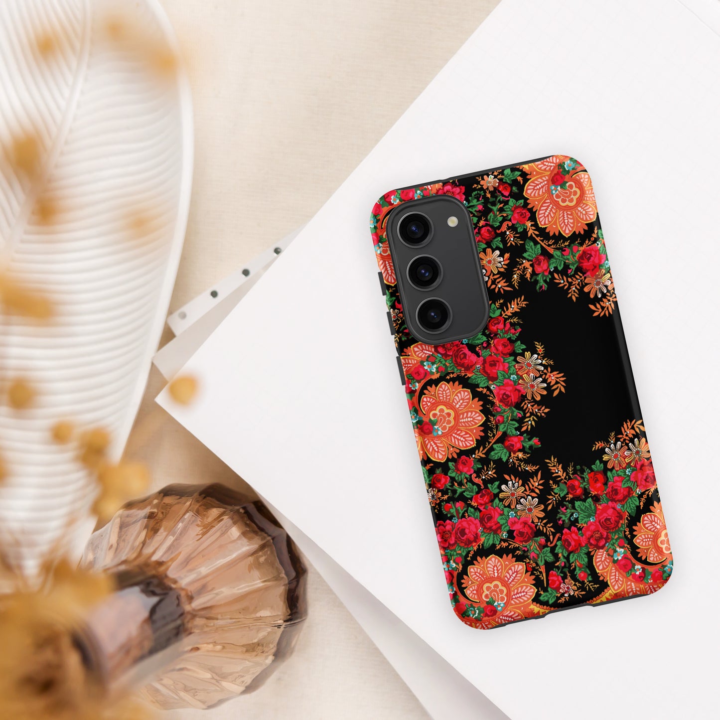 Coque Samsung rigide double protection « Foulard portugais Minhoto noir »