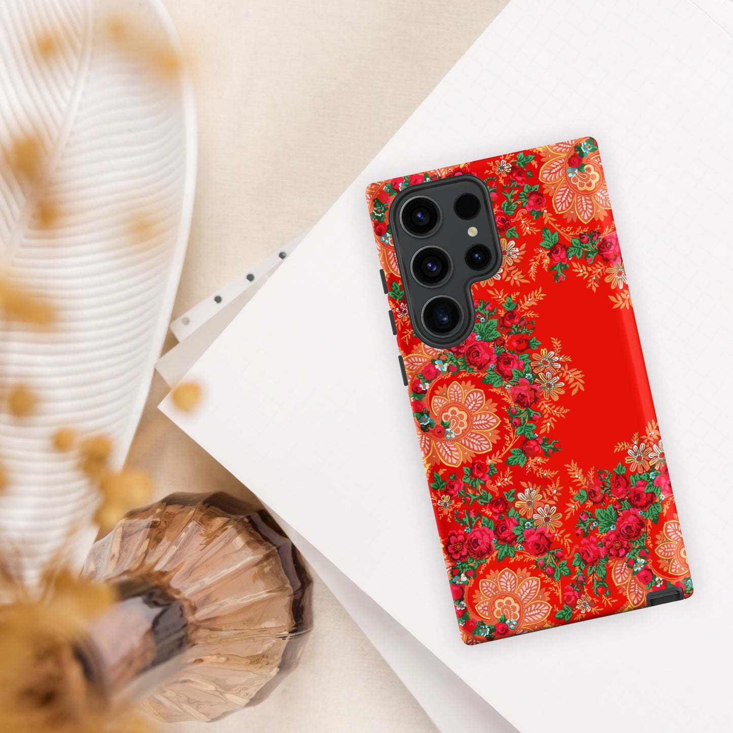 Coque Samsung rigide double protection « Foulard portugais Minhoto rouge »