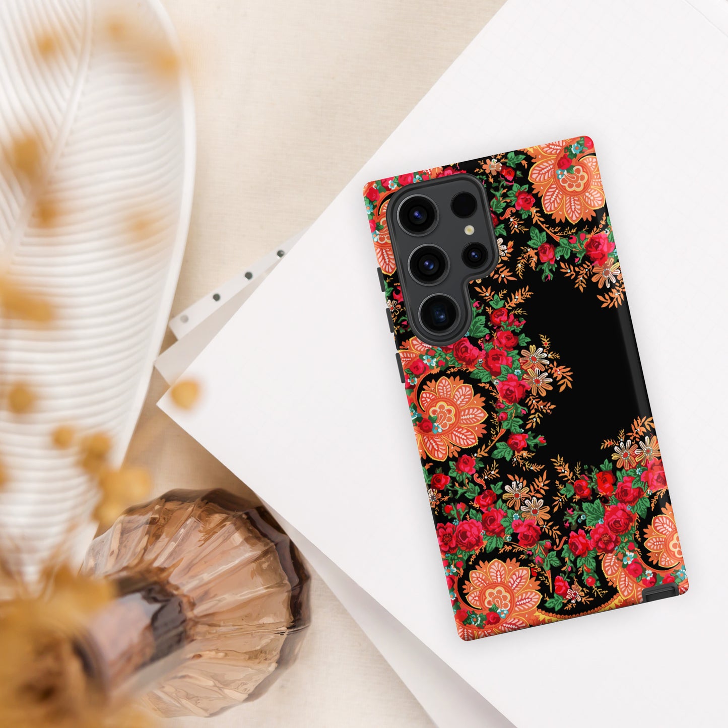 Coque Samsung rigide double protection « Foulard portugais Minhoto noir »
