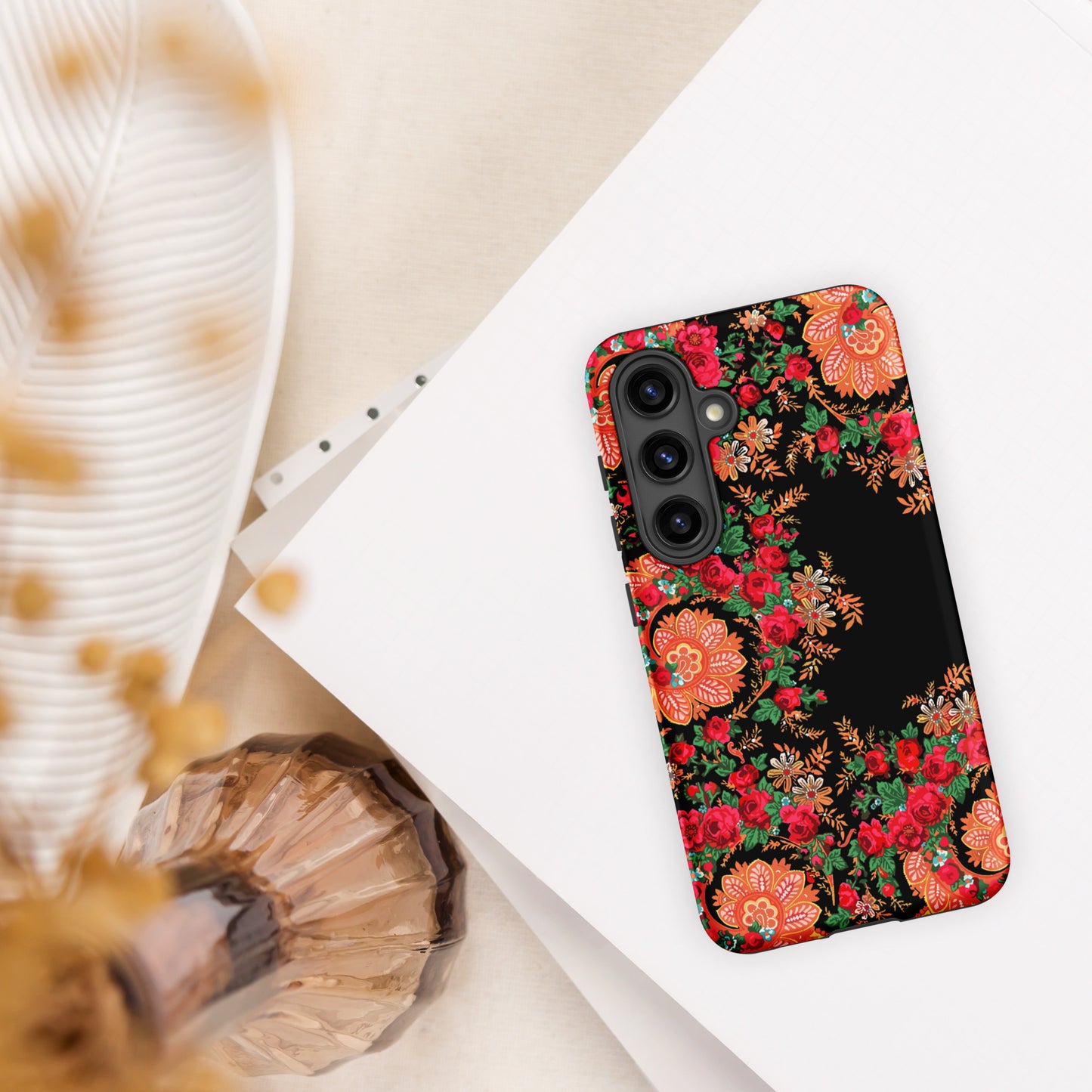 Coque Samsung rigide double protection « Foulard portugais Minhoto noir »