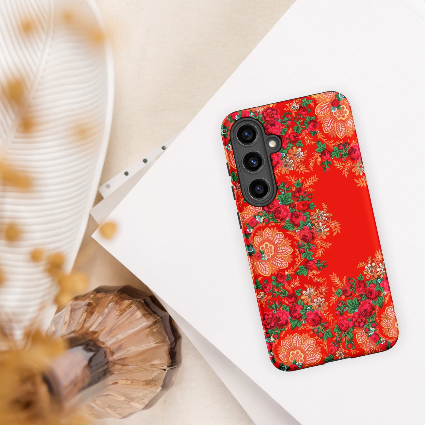 Coque Samsung rigide double protection « Foulard portugais Minhoto rouge »