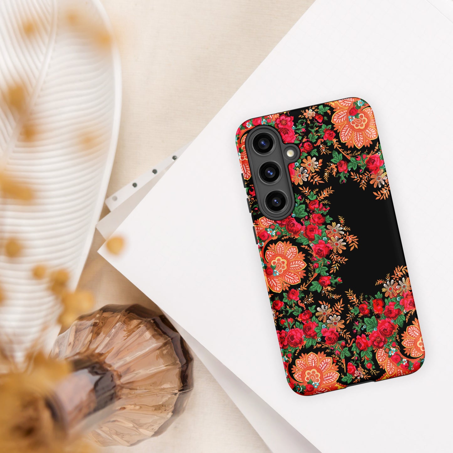 Coque Samsung rigide double protection « Foulard portugais Minhoto noir »