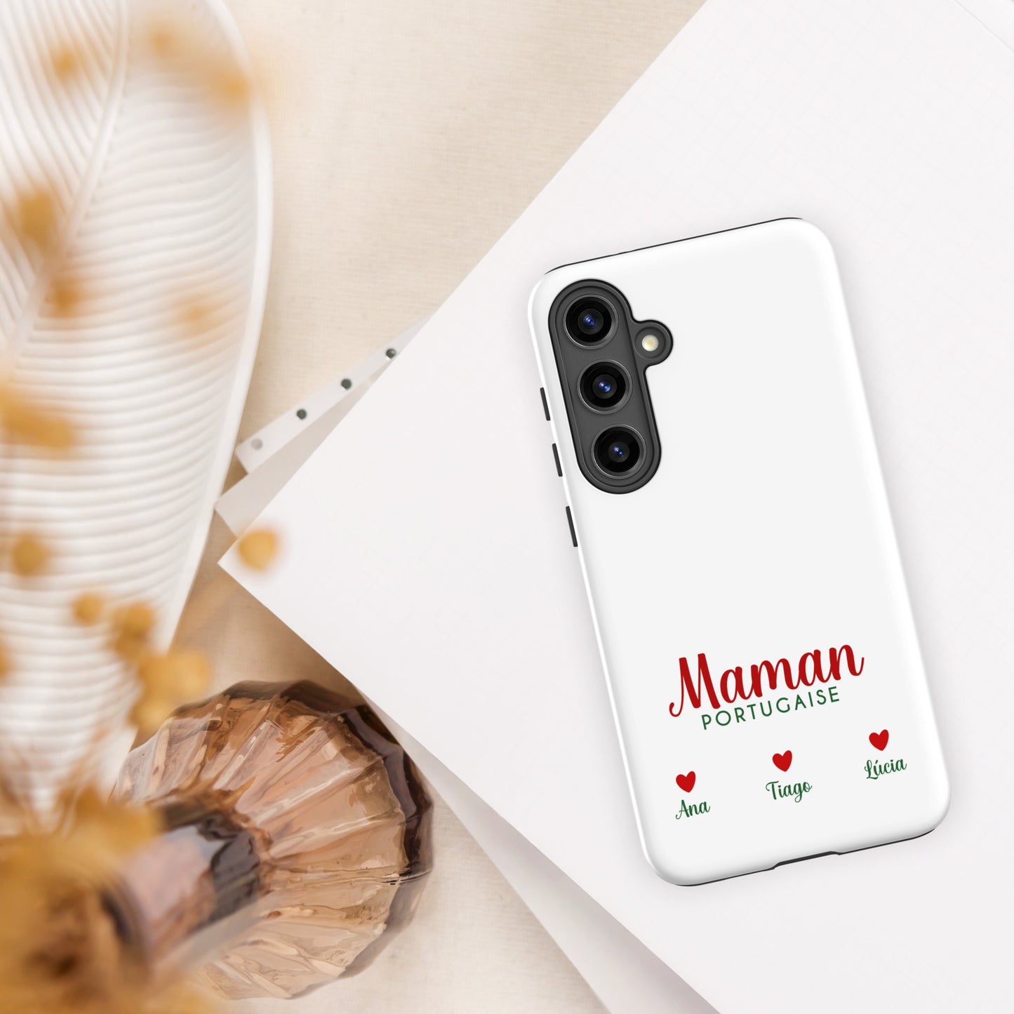 Coque Samsung rigide double protection « Maman portugaise » personnalisable