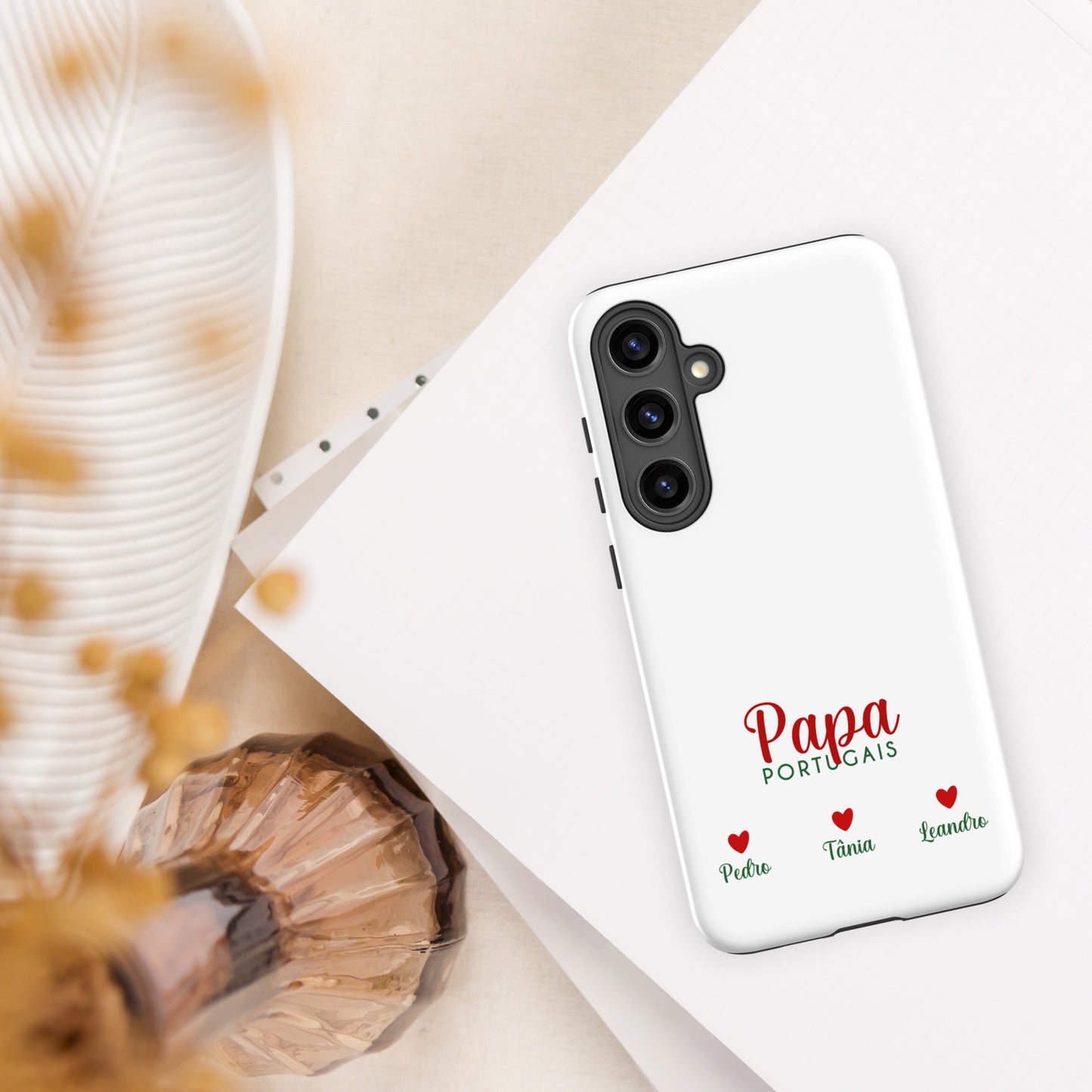 Coque Samsung rigide double protection « Papa portugais » personnalisable