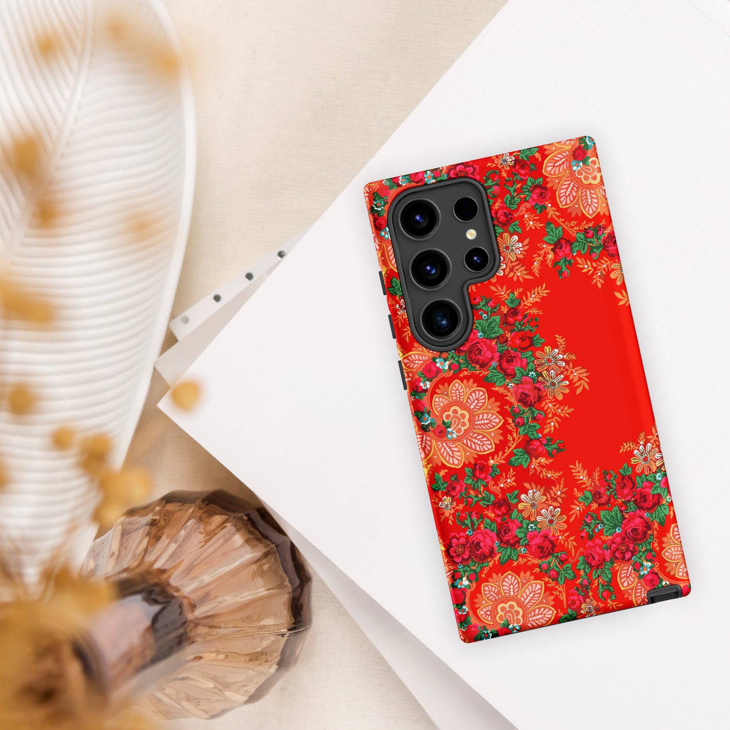 Coque Samsung rigide double protection « Foulard portugais Minhoto rouge »