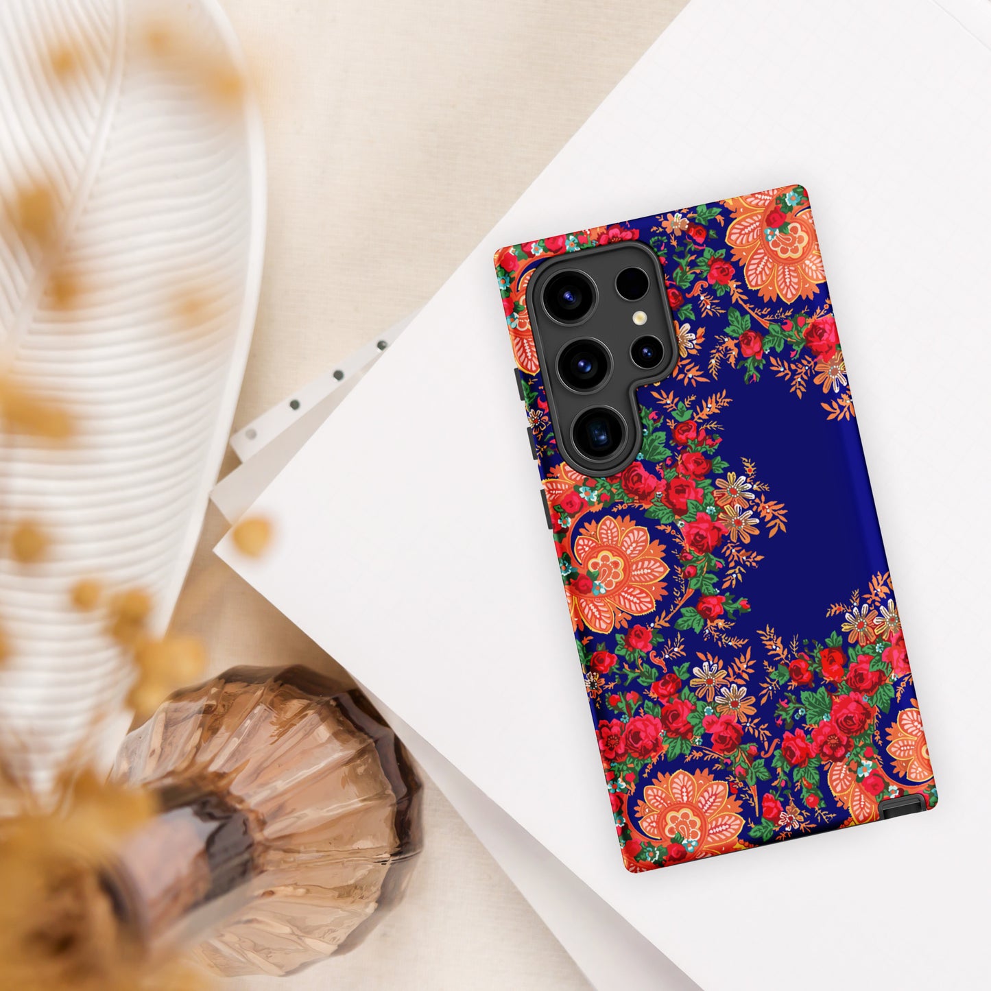 Coque Samsung rigide double protection « Foulard portugais Minhoto bleu »