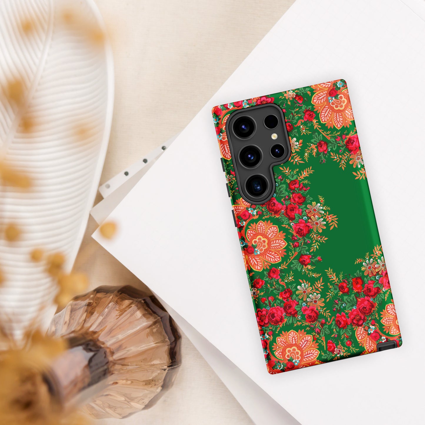 Coque Samsung rigide double protection « Foulard portugais Minhoto vert »