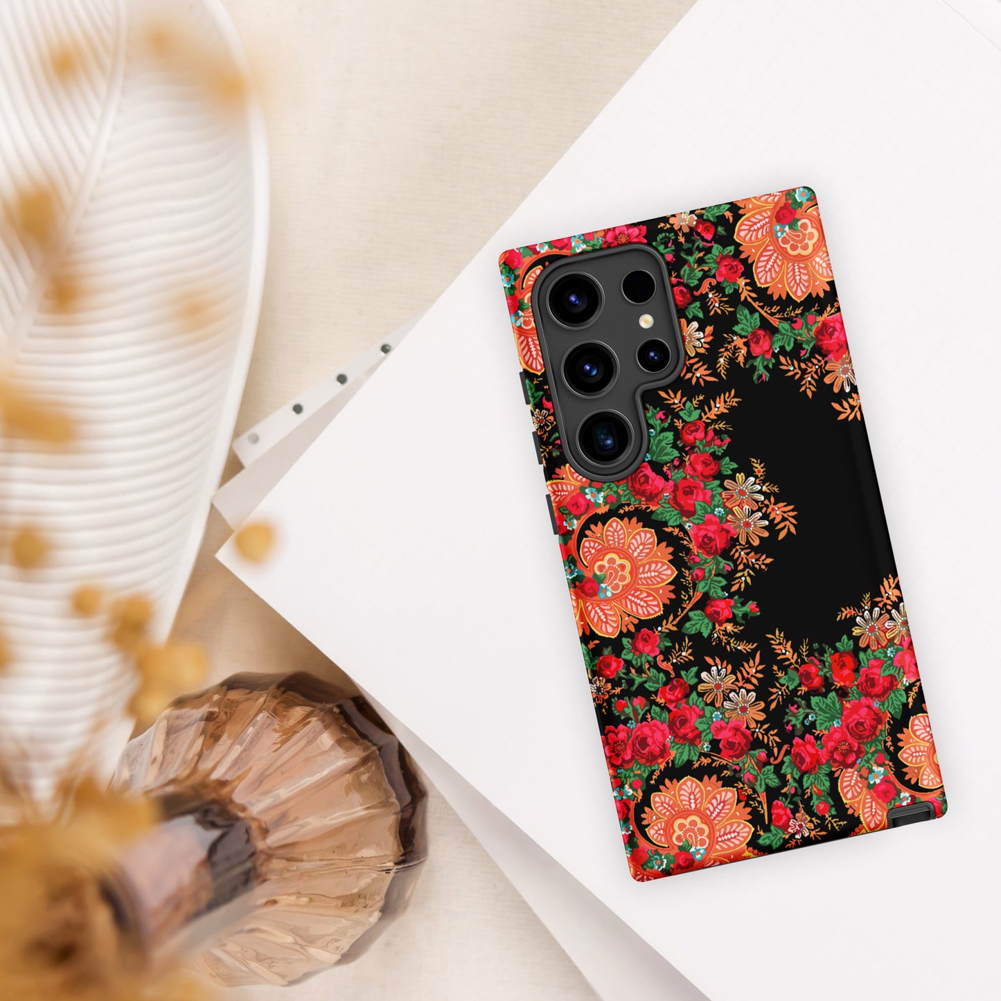 Coque Samsung rigide double protection « Foulard portugais Minhoto noir »