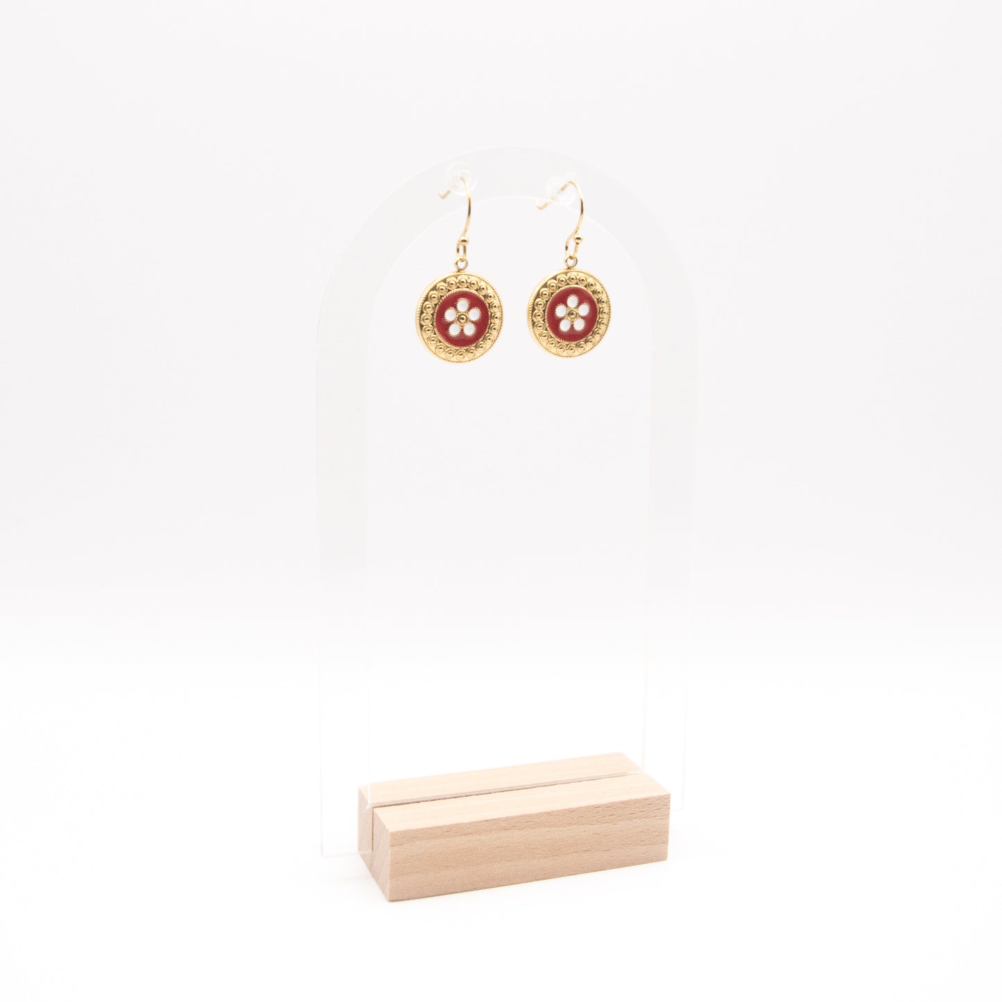 Boucles d'oreilles "Caramujo rouge" en acier inoxydable