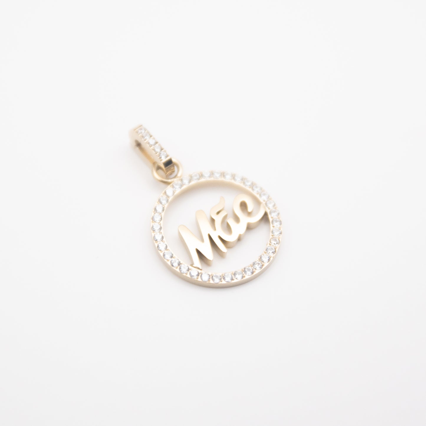Pendentif rond "Mãe" en acier inoxydable