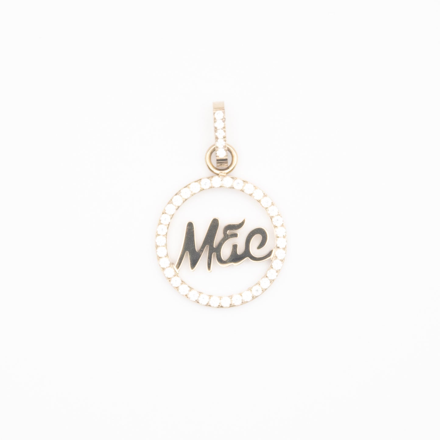 Pendentif rond "Mãe" en acier inoxydable