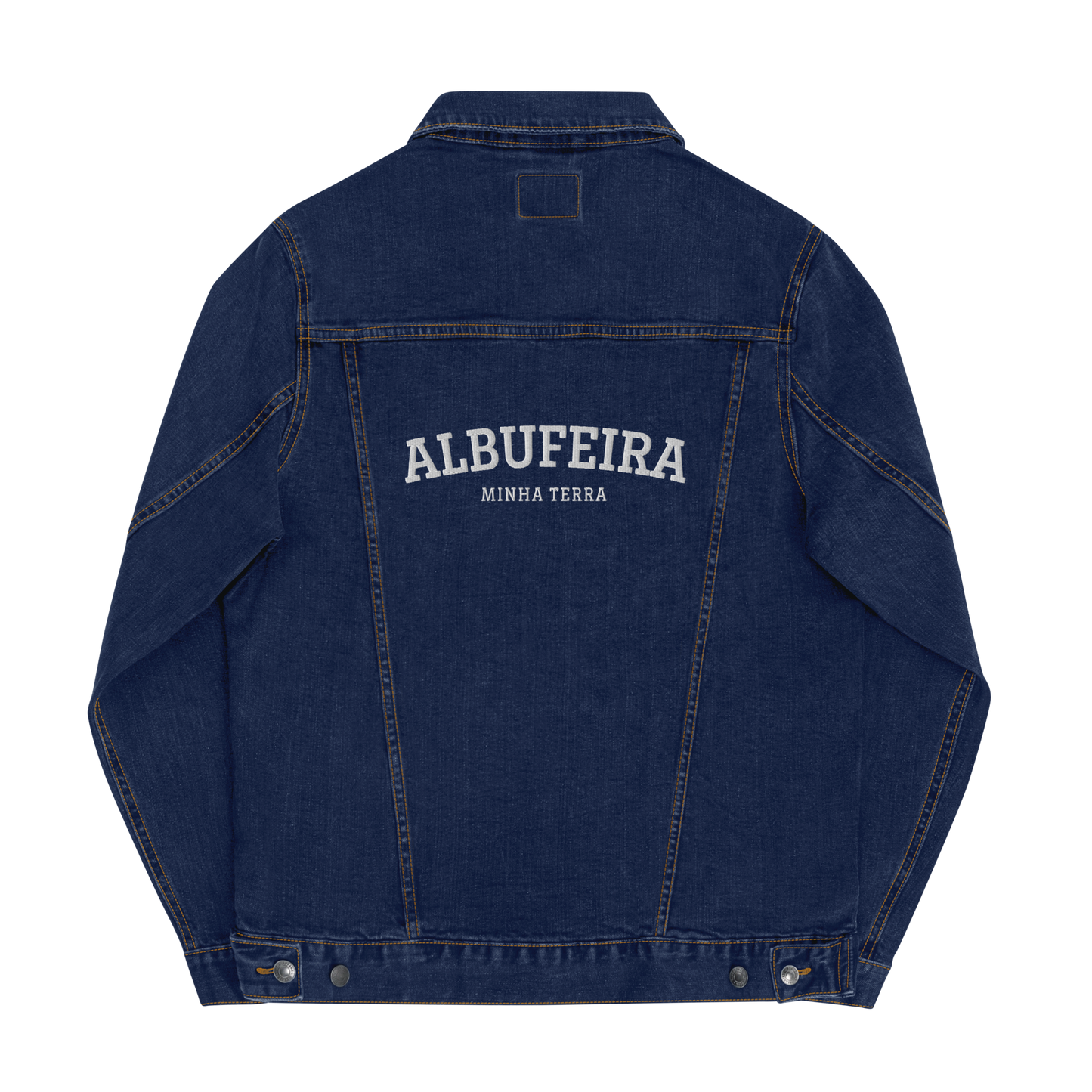 Veste en jean brodée "Albufeira, Minha Terra"